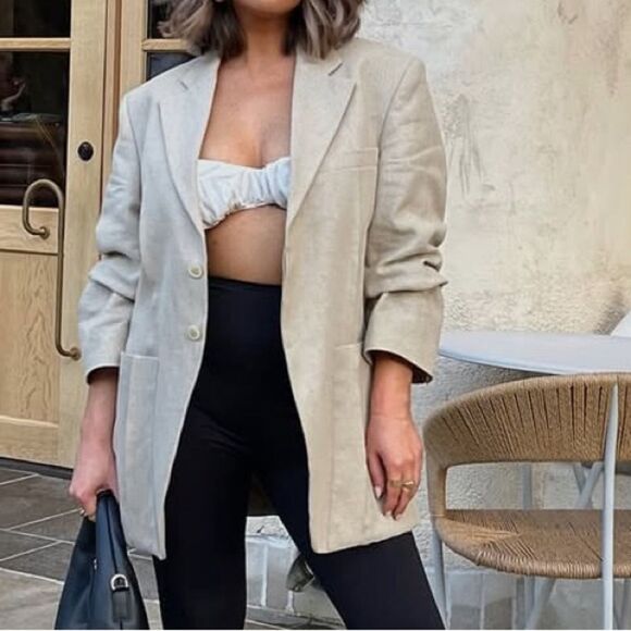 100% linen tan blazer - Picture 2 of 7